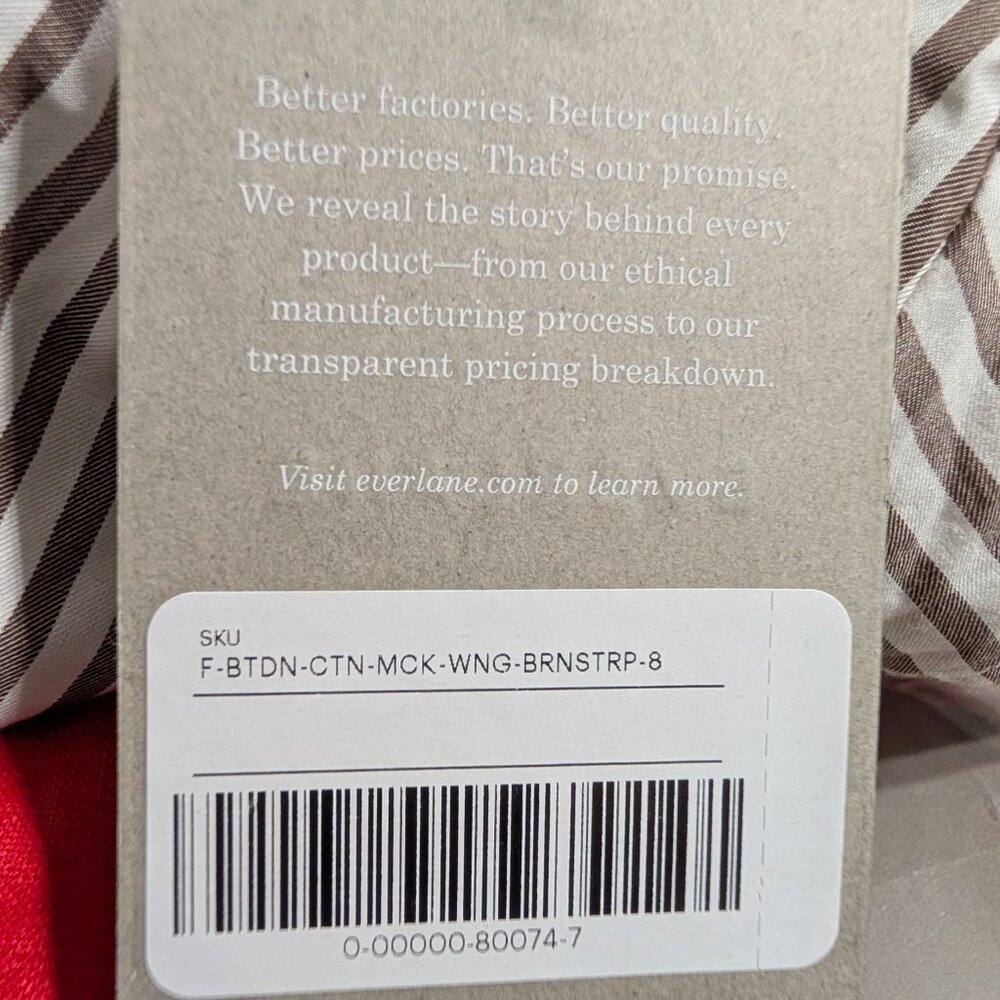 Everlane Shirt Women 8 NWT Brown And White The Wing Shoulder Mockneck Silky - Picture 5 of 5